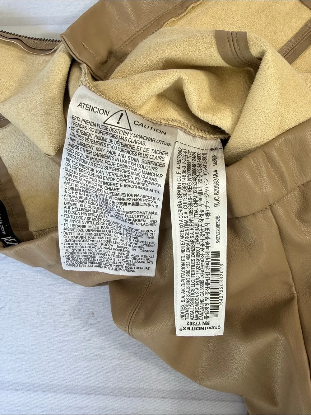 ZARA Faux Leather Pants Tan Straight Leg High Rise Size S